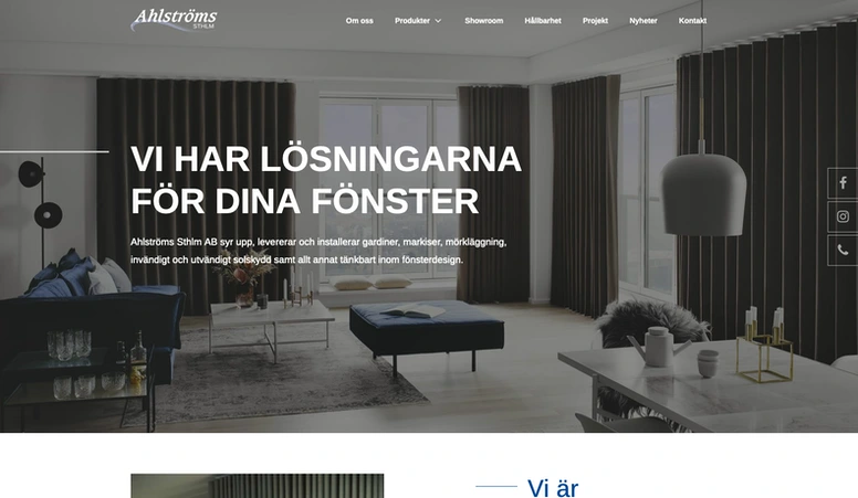 Interi&ouml;r med gardinl&ouml;sningar f&ouml;r f&ouml;nster