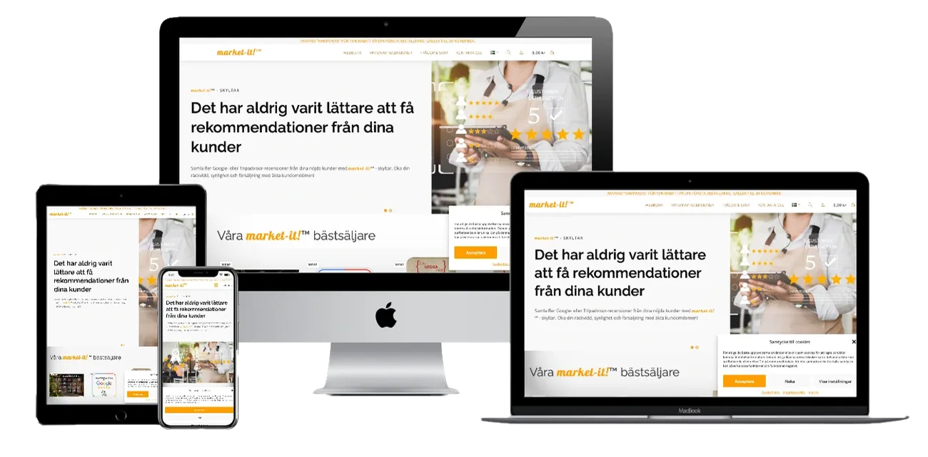 Webbplats på olika enheter
