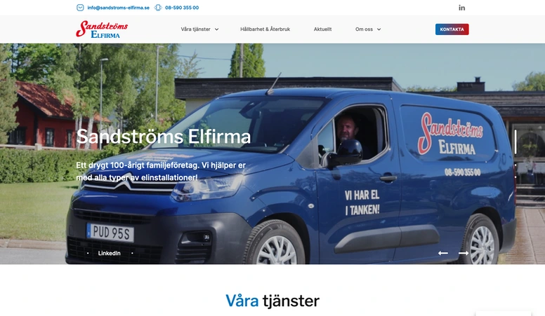 Sandstr&ouml;ms Elfirma van framf&ouml;r hus