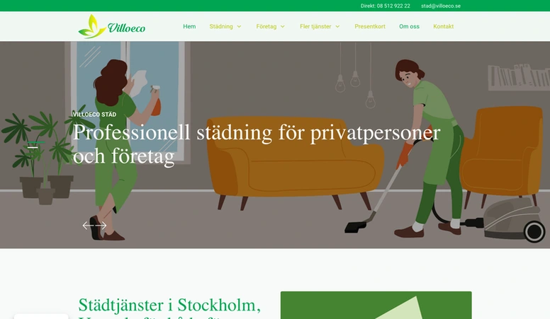 Villoeco städ webbdesign hero