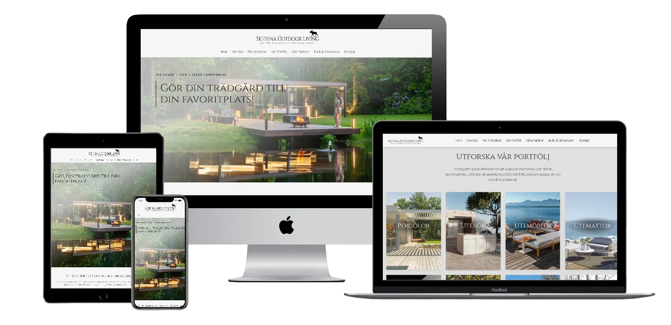 Webbplatser på olika enheter från Sigtuna Outdoor Living