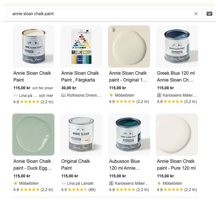 Sökresultat för Annie Sloan kalkfärgprodukter.