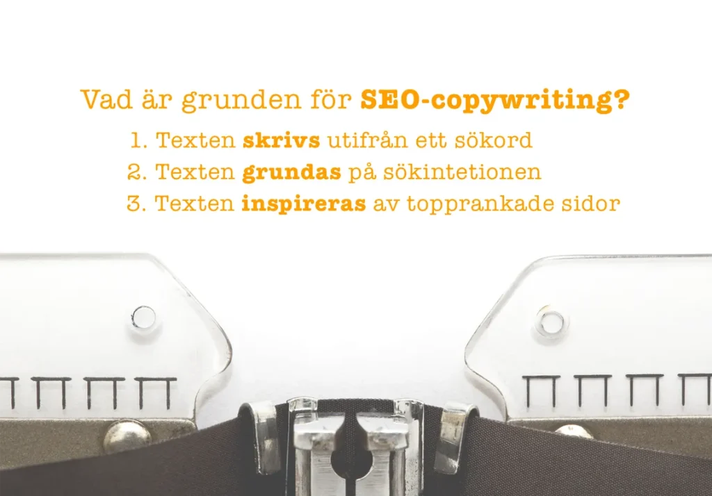 Grundläggande principer för SEO-copywriting på skrivmaskin.