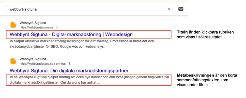 Sökmotorresultat för Webbyrå Sigtuna digital marknadsföring.