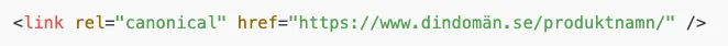 HTML-kod med canonical-länk till webbsida