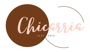 Chicarria-logotyp i rosa och brunt