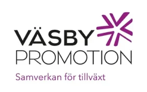 Väsby Promotion-logotyp med lila symbol och slogan